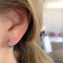 Load image into Gallery viewer, Sterling Silver and CZ Mini Huggies