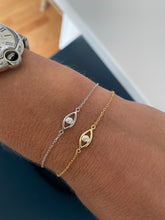 Load image into Gallery viewer, Sterling Silver Dainty Evil Eye Bracelet