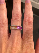 Load image into Gallery viewer, Sterling Silver Rainbow Baguette and CZ Ring