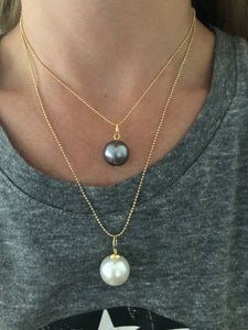 Pearl Charm on Gold Ball Chain