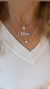 Single Bubble Initial on Cuban Link or Paperclip Chain