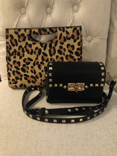 Load image into Gallery viewer, Gold Studded Black Crossbody Bag