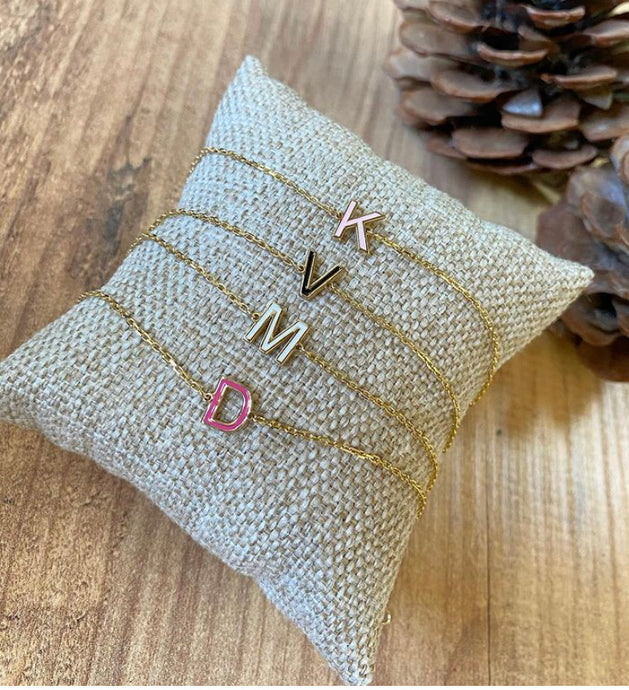 Enamel Initial Bracelets
