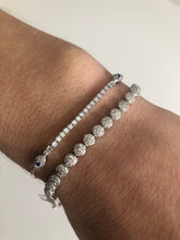 Load image into Gallery viewer, Sterling Silver Tennis and Evil Eye Adjustable Bracelet