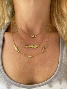 Initials Necklace with Stone