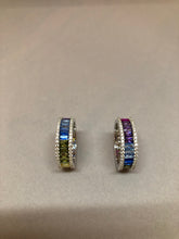 Load image into Gallery viewer, Sterling Silver Rainbow Baguette and CZ Ring