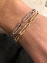 Load image into Gallery viewer, Gorgeous sterling and pave chain link bracelet