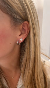 Double CZ and Heart Post Back Huggie
