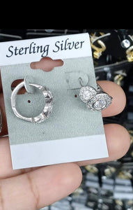 Gorgeous Sterling CZ Bezel Stone Small Hoops