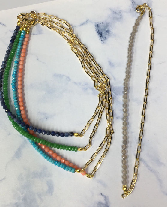 Gemstone Paperclip Necklace