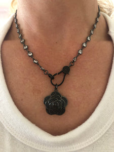 Black and Bezel Chain With Charm