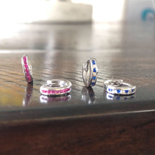 Load image into Gallery viewer, Sterling Silver and CZ Mini Huggies