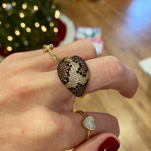 Sterling Silver and CZ Leopard Ring