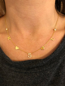Quadruple Initial Necklace with Bezel Stones