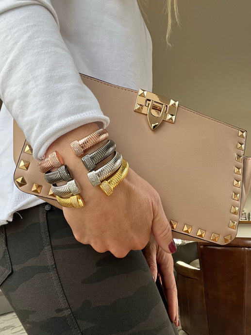 Open Stretch Bracelet with CZ Stones on