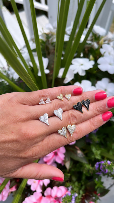 Pave Heart Studs