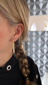 Gold Filled Beaded and CZ Hoop Earrings