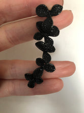 Load image into Gallery viewer, Black CZ Long Flower Statement Earrings