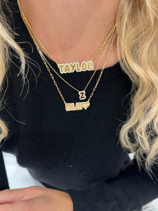 Bubble Nameplate on Cuban Link or Paperclip Chain