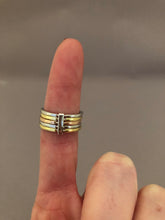 Load image into Gallery viewer, 5 layer silver, gold and rose gold ring