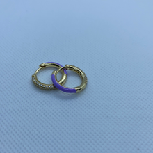 Load image into Gallery viewer, Gorgeous pave and enamel hoops