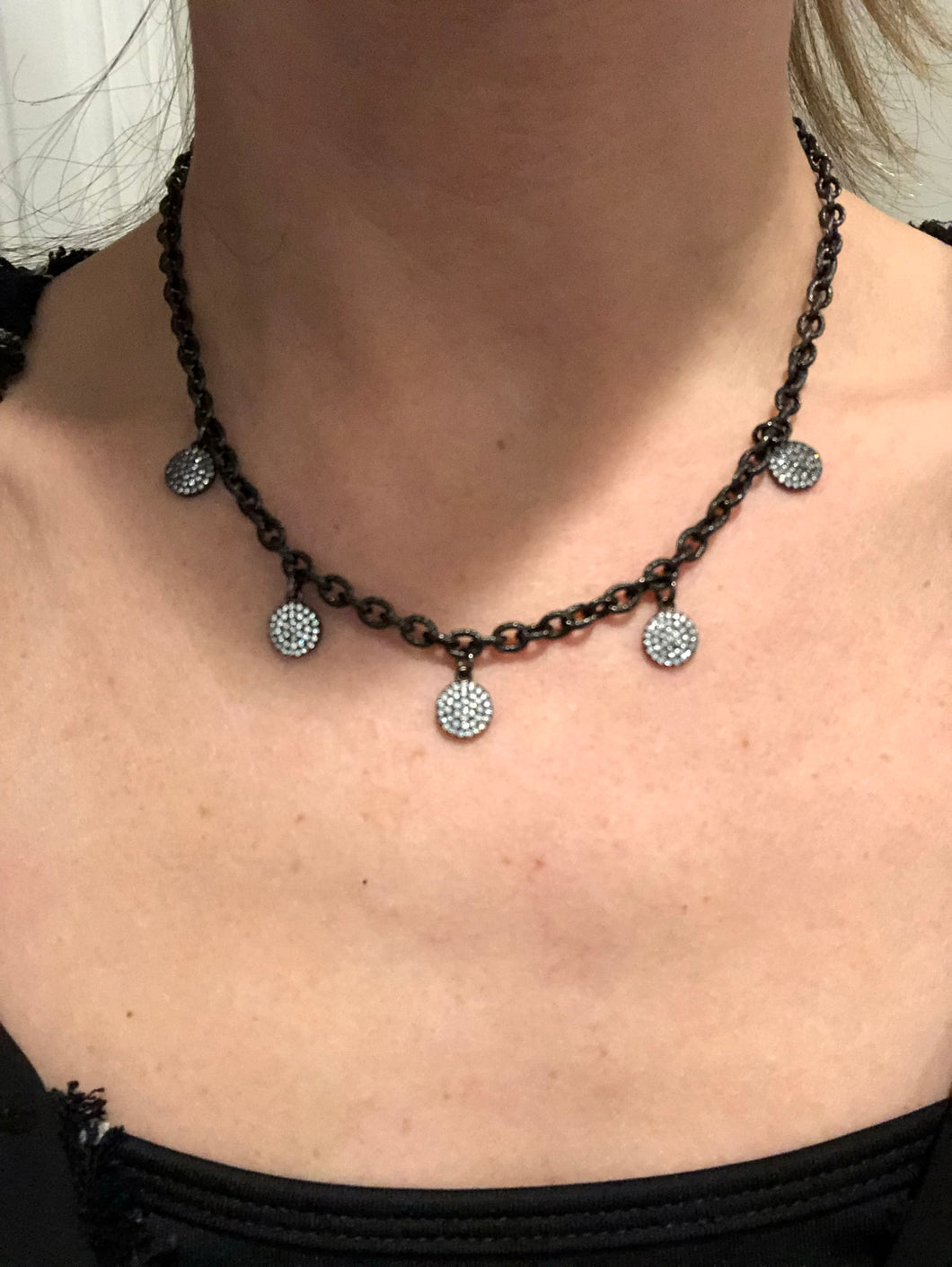 CZ pave disc adjustable choker