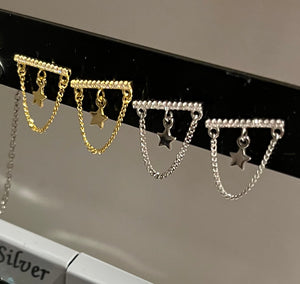 Star Chain Post Earrings