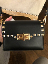 Load image into Gallery viewer, Gold Studded Black Crossbody Bag