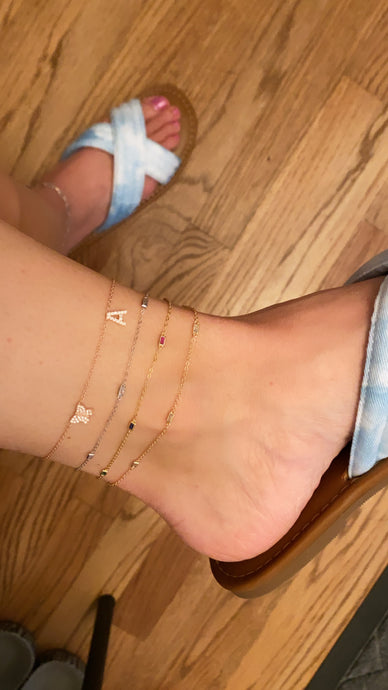 Initial anklet with design