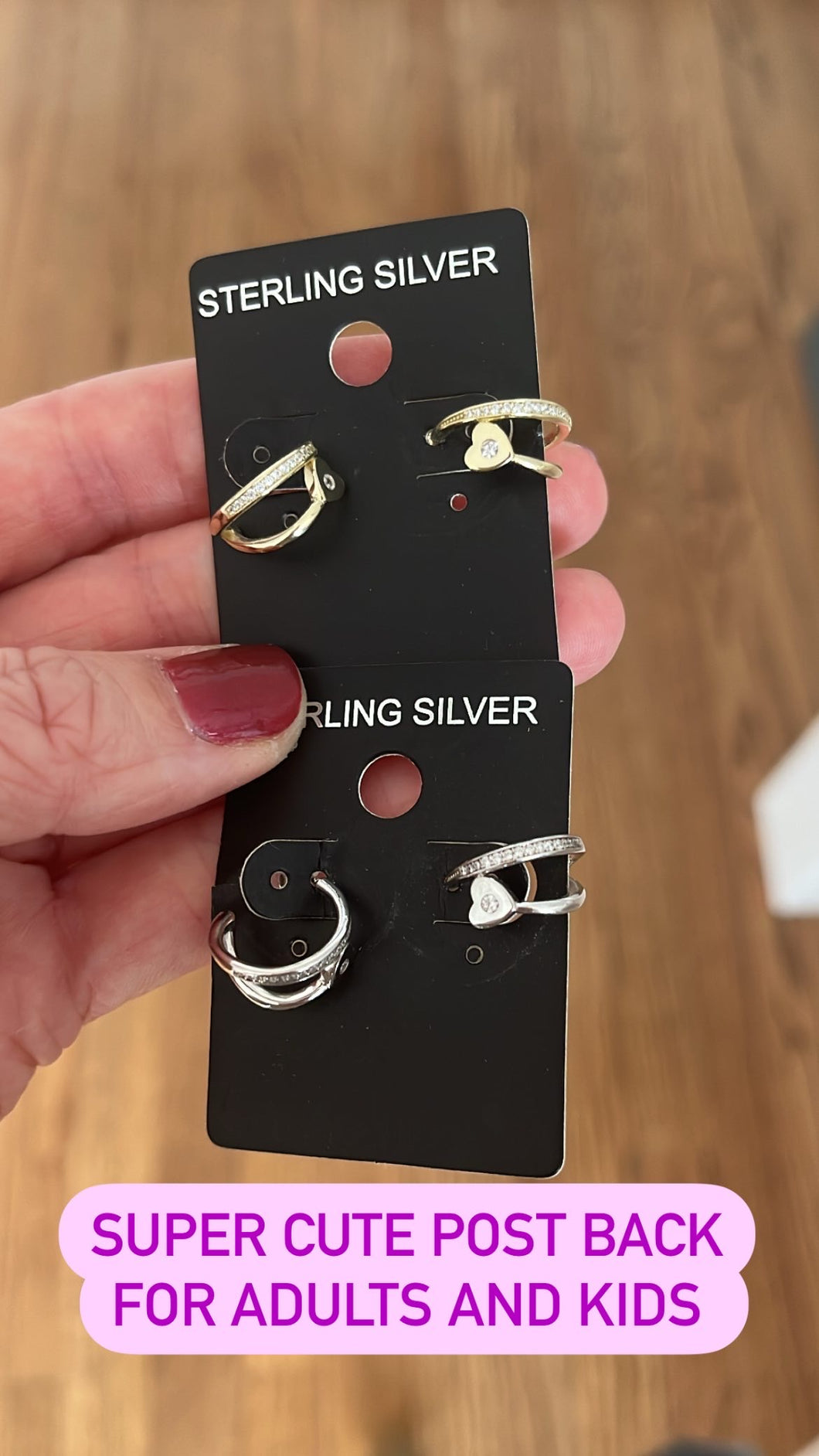 Double CZ and Heart Post Back Huggie