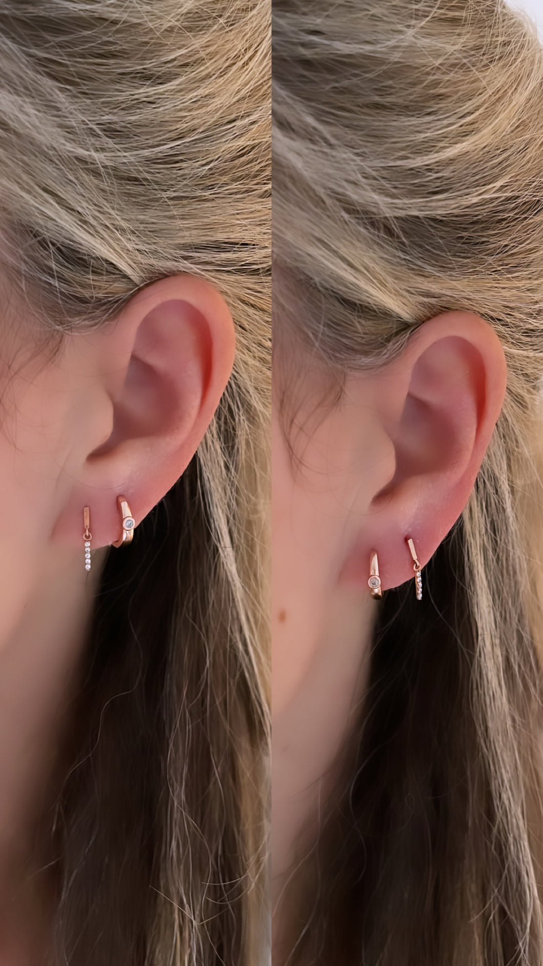 Sterling Huggies With Single Stone