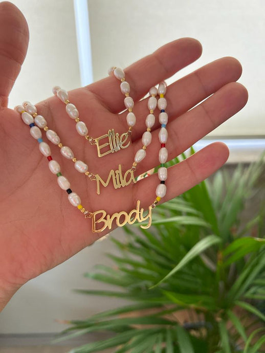 Nameplate with Pearl Chain