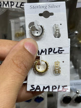 Load image into Gallery viewer, Double Sided Pearl and Stone Huggies