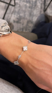 Silver Mother of Pearl Clover Bracelet