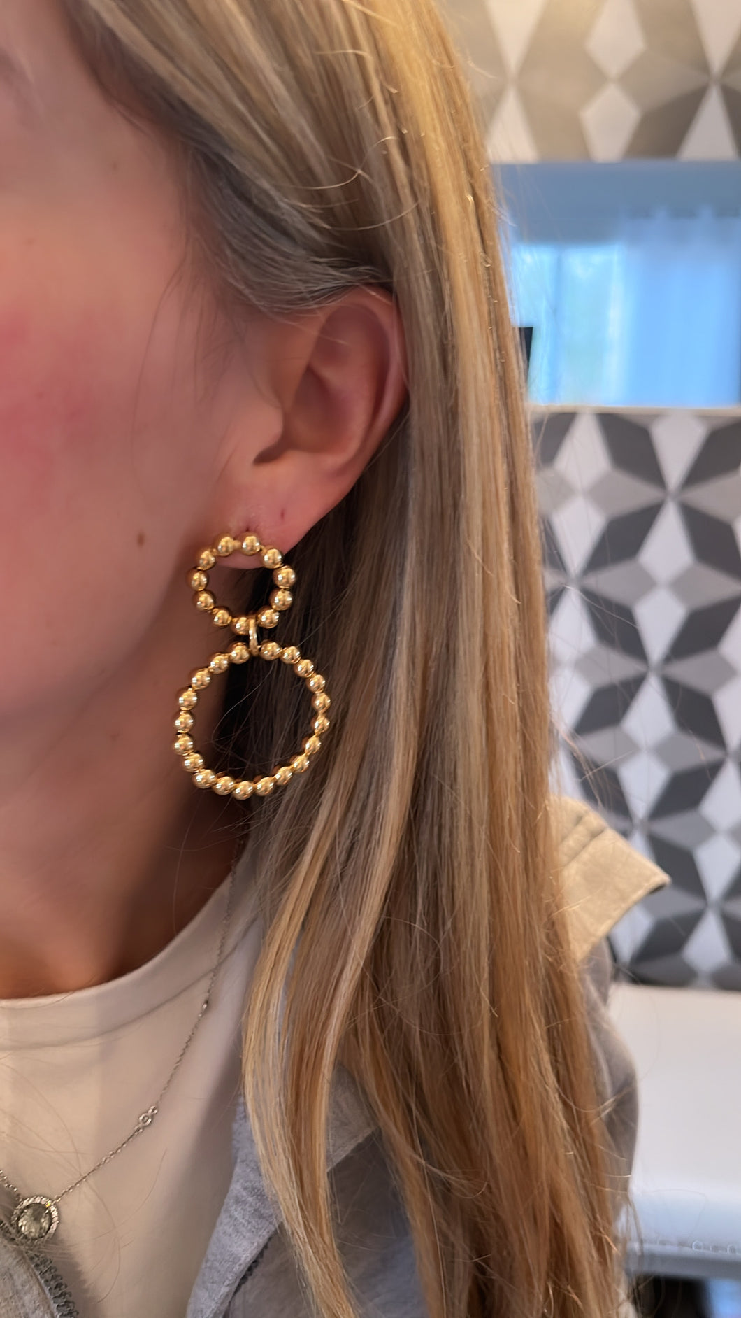 Gold Filled Beaded Double Circle Earrings