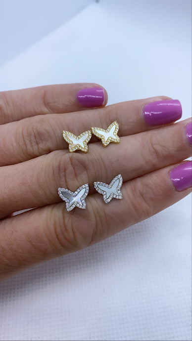 Mother of Pearl and CZ Butterflies