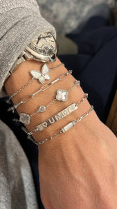 Silver Mother of Pearl Clover Bracelet