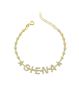 Bezel Set Name Bracelet