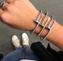 Load image into Gallery viewer, Stainless Steel Nail Bangles with Rhinestones