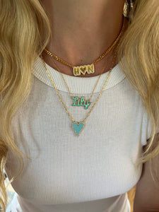 Bubble Nameplate on Cuban Link or Paperclip Chain