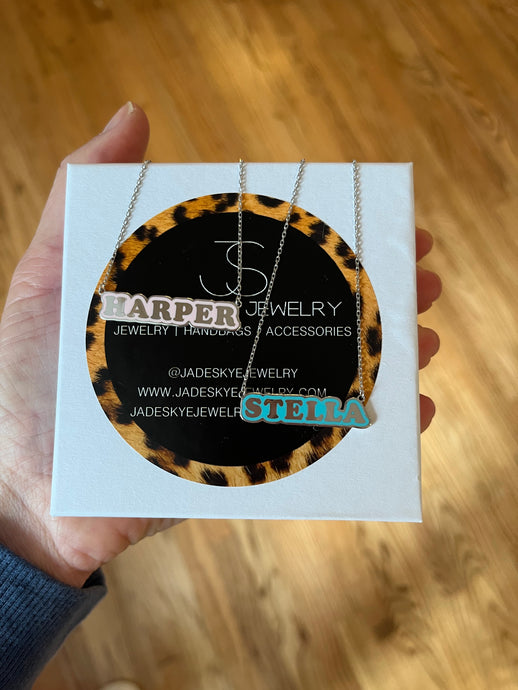 Sterling Silver Enamel Nameplate