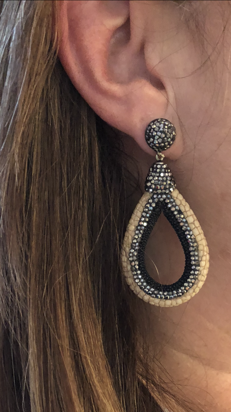Crystal Teardrop Hoop Earrings
