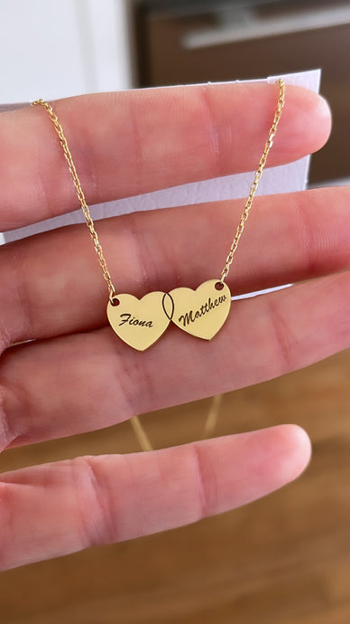 Engraved Hearts Name Necklace