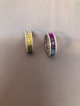 Load image into Gallery viewer, Sterling Silver Rainbow Baguette and CZ Ring