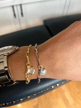 Load image into Gallery viewer, Mother of Pearl Heart Charm Paperclip Bracelet