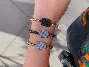 Beaded Bracelets with CZ dog tag