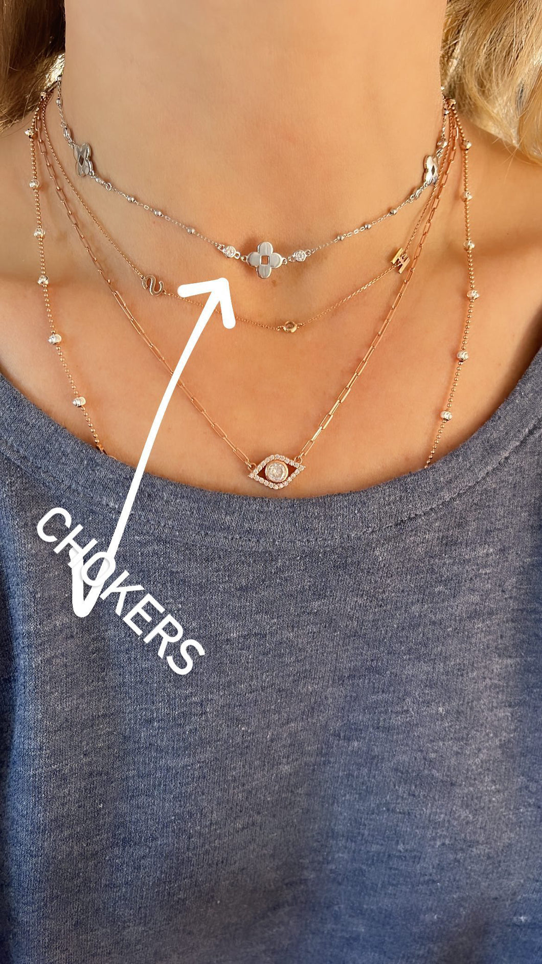 Sterling Flower Bezel Choker