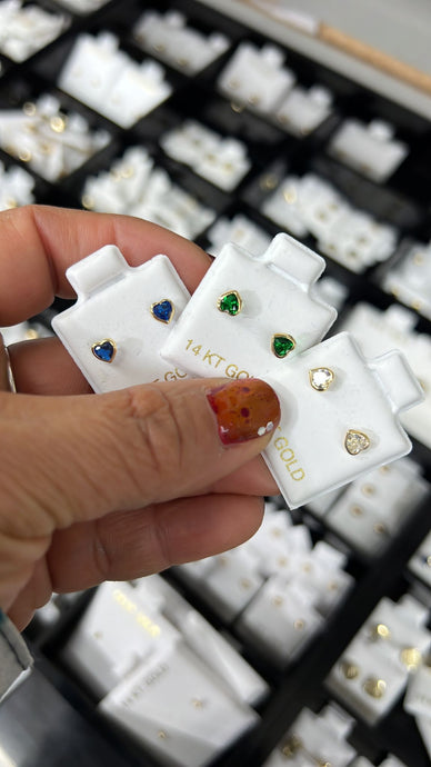 14k gold clear hearts