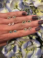 Load image into Gallery viewer, Sterling Silver Evil Eye Studs