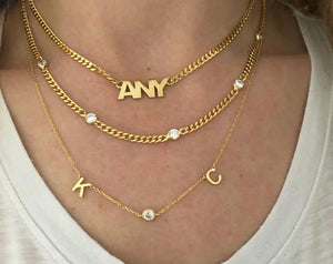 Double initial necklace with bezel